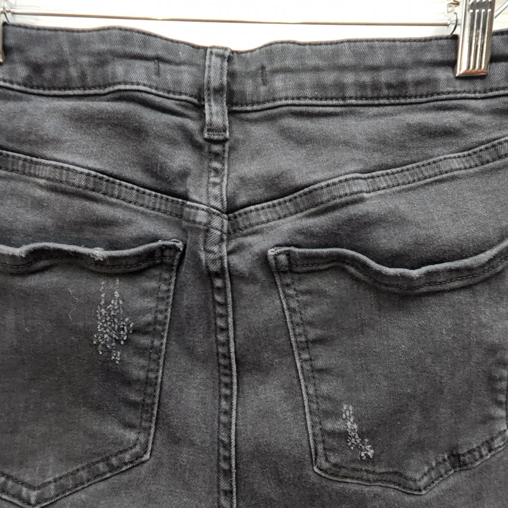Free People Great Heights Frayed Skinny Black Jeans Size 28 Fringe Row Hem